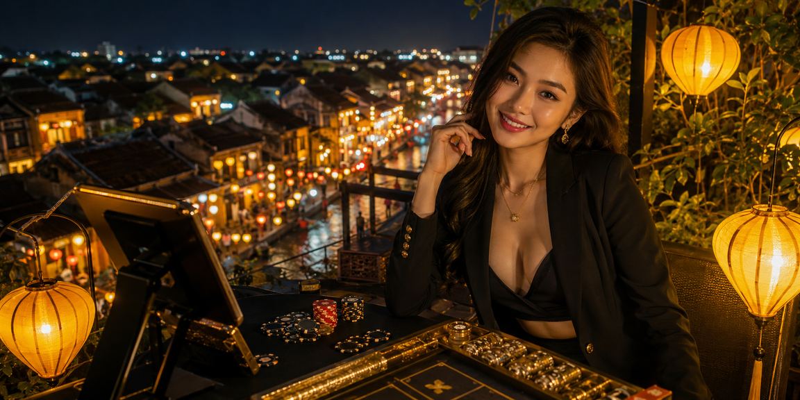 Ánh đèn lồng Hội An trong đêm hội VIP — không khí thư giãn của thành viên thân thiết