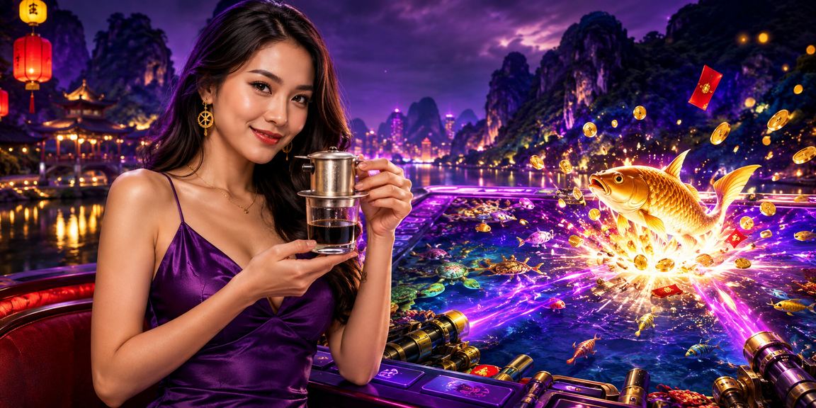 Người dùng tại Ninh Bình thưởng thức cà phê bên bàn cá và xổ số trực tuyến